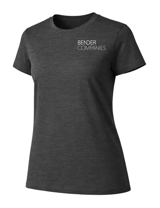 Womens Ring Spun Dark Heather Grey 4.5 oz T-Shirt w/Bender Companies Logo