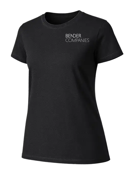 Womens Ring Spun Jet Black 4.5 oz T-Shirt w/Bender Companies Logo