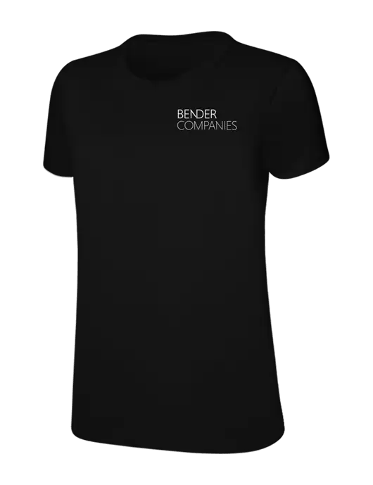 Womens Ring Spun Jet Black 4.5 oz T-Shirt w/Bender Companies Logo