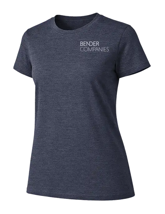 Womens Ring Spun Heather Navy 4.5 oz T-Shirt w/Bender Companies Logo