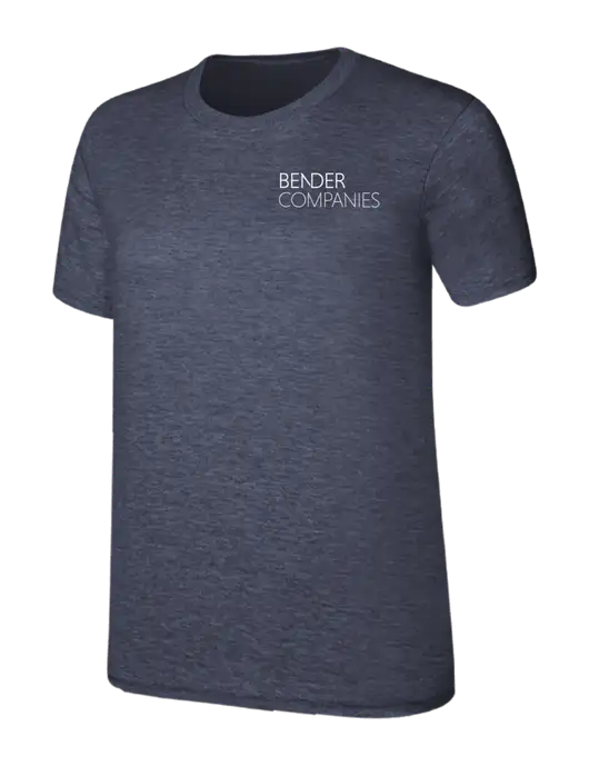 Womens Ring Spun Heather Navy 4.5 oz T-Shirt w/Bender Companies Logo