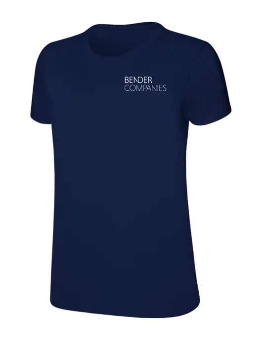 Womens Ring Spun Navy 4.5 oz T-Shirt w/Bender Companies Logo