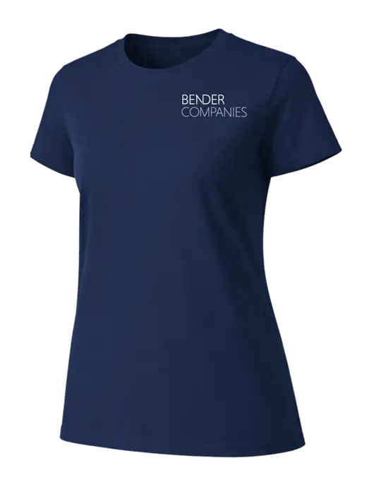 Womens Ring Spun Navy 4.5 oz T-Shirt w/Bender Companies Logo