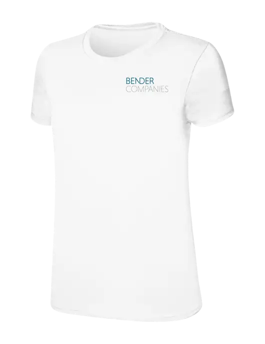 Womens Ring Spun White 4.5 oz T-Shirt w/Bender Companies Logo