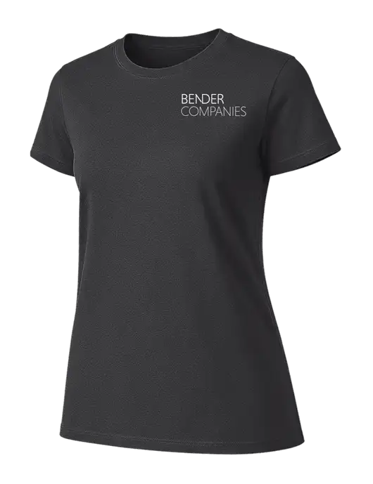 Womens Ring Spun Charcoal 4.5 oz T-Shirt w/Bender Companies Logo
