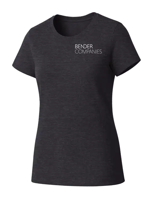 Womens Seriously Soft Heathered Charcoal T-Shirt w/Bender Companies Logo