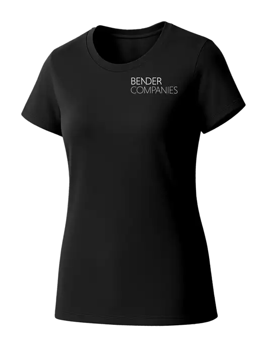 Womens Seriously Soft Black T-Shirt w/Bender Companies Logo