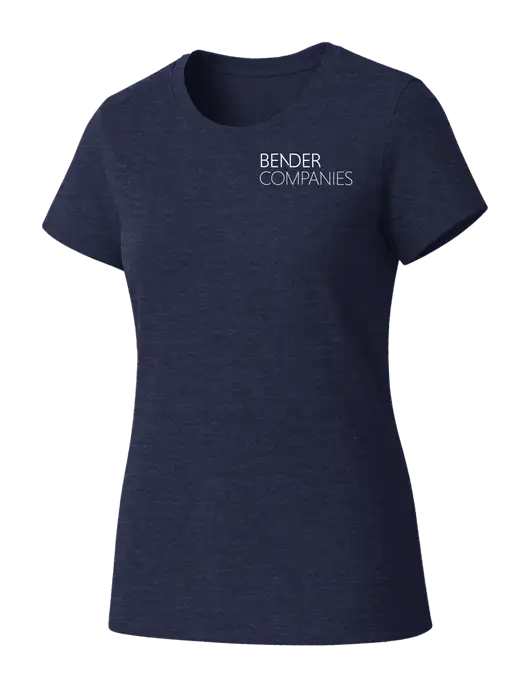 Womens Seriously Soft Heathered Navy T-Shirt w/Bender Companies Logo