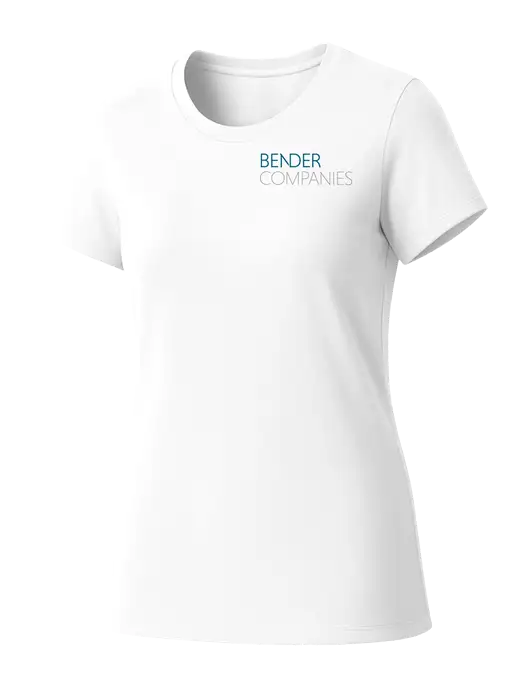 Womens Seriously Soft White T-Shirt w/Bender Companies Logo