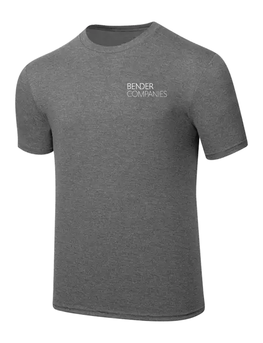 Simply Soft Heathered Medium Grey 4.5oz  Poly/Combed Ring Spun Cotton T-Shirt w/Bender Companies Logo