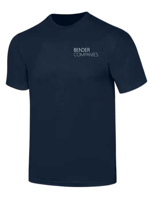 Simply Soft Navy 4.5oz  Poly/Combed Ring Spun Cotton T-Shirt w/Bender Companies Logo