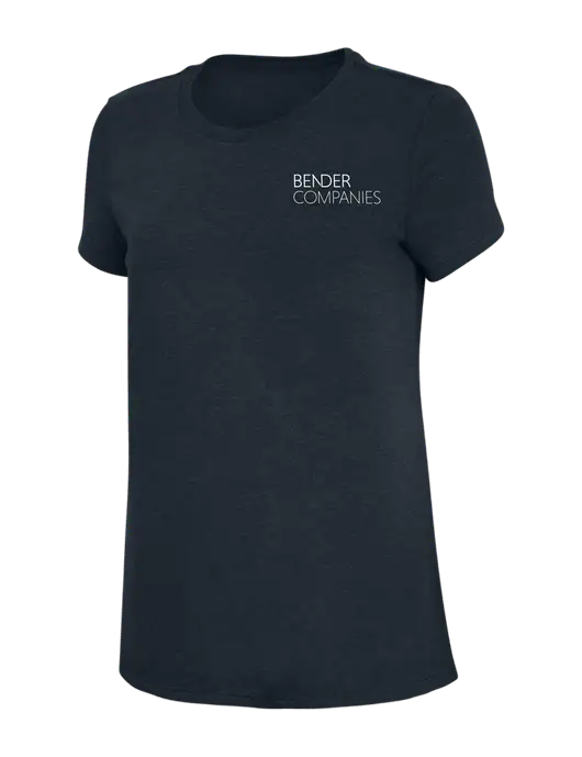 Womens Simply Soft Navy 4.5oz Poly/Combed Ring Spun Cotton T-Shirt w/Bender Companies Logo
