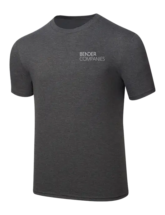 Simply Soft Heathered Charcoal 4.5oz  Poly/Combed Ring Spun Cotton T-Shirt w/Bender Companies Logo