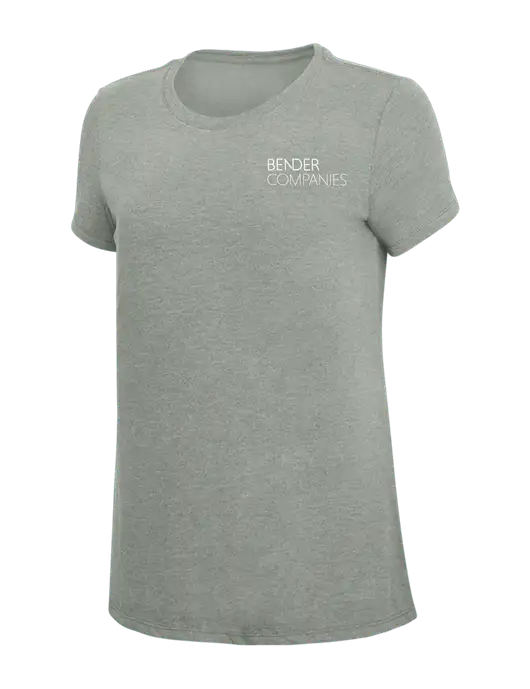 Womens Simply Soft Grey Frost 4.5oz  Poly/Combed Ring Spun Cotton T-Shirt w/Bender Companies Logo
