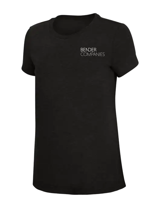 Womens Simply Soft Black 4.5oz Poly/Combed Ring Spun Cotton T-Shirt w/Bender Companies Logo