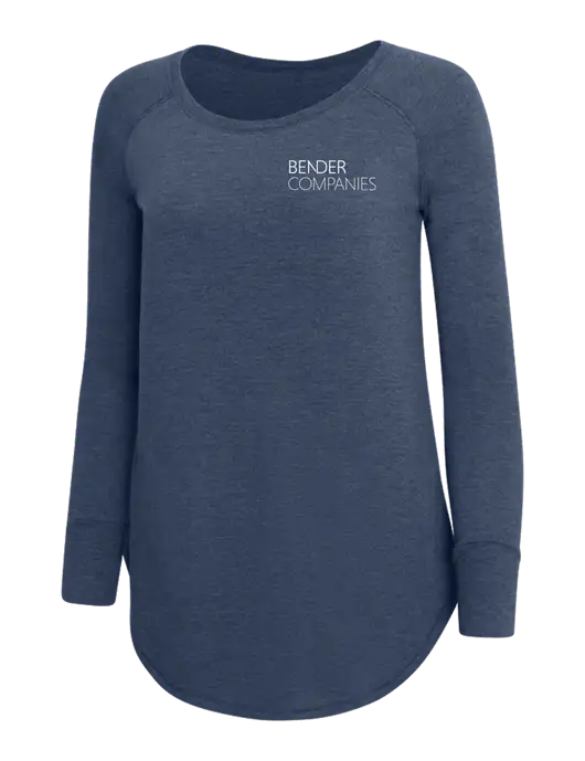 Womens Perfect Wide Collar Tunic Tri-Blend Navy Frost 4.5 oz T-Shirt w/Bender Companies Logo
