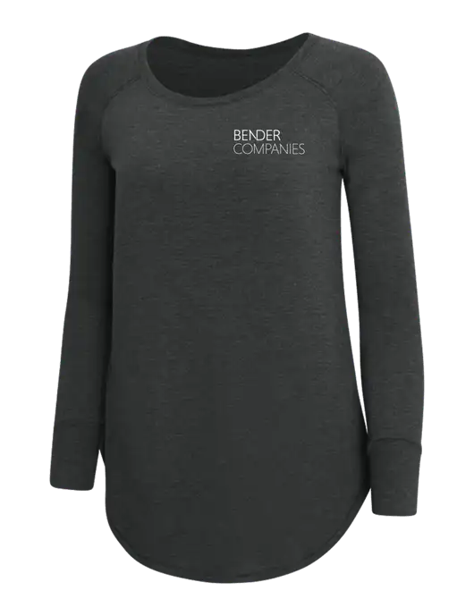 Womens Perfect Wide Collar Tunic Tri-Blend Black Frost 4.5 oz T-Shirt w/Bender Companies Logo