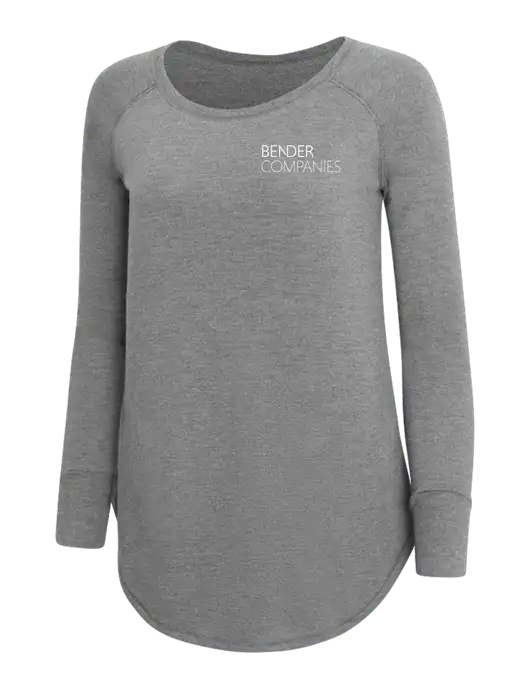 Womens Perfect Wide Collar Tunic Tri-Blend Grey Frost 4.5 oz T-Shirt w/Bender Companies Logo