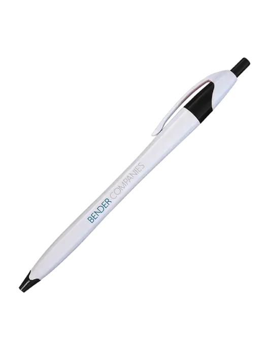 Novella White/Black Classic Pen - Blue Ink w/Bender Companies Logo