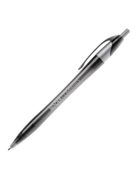 Novella Translucent Black/Silver Jewel Pen - Blue Ink w/Bender Companies Logo