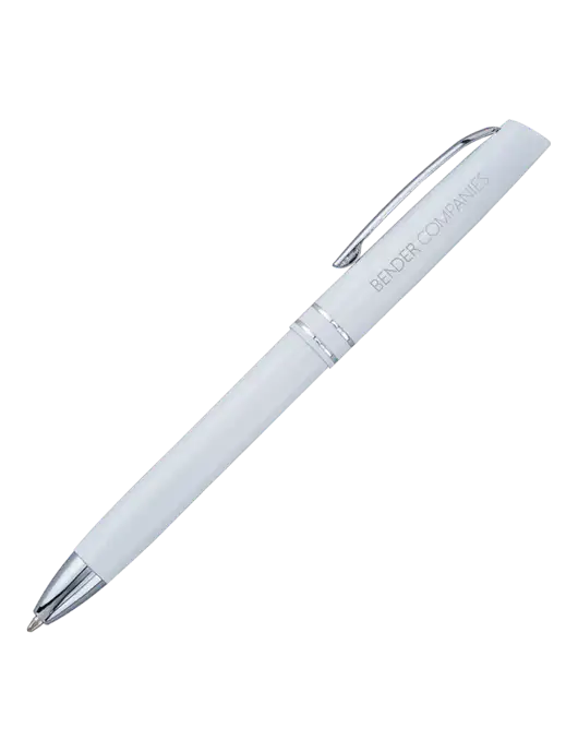 White Anguilla Black Ink Pen w/Bender Companies Logo