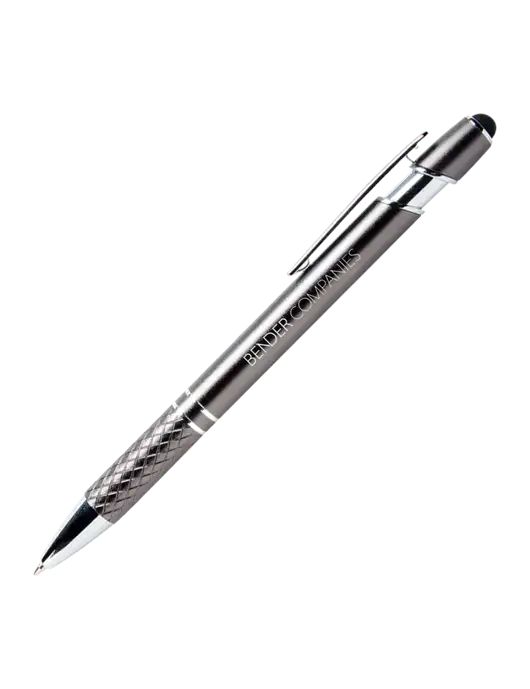 Valencia Gunmetal Stylus Pen - Black Ink w/Bender Companies Logo