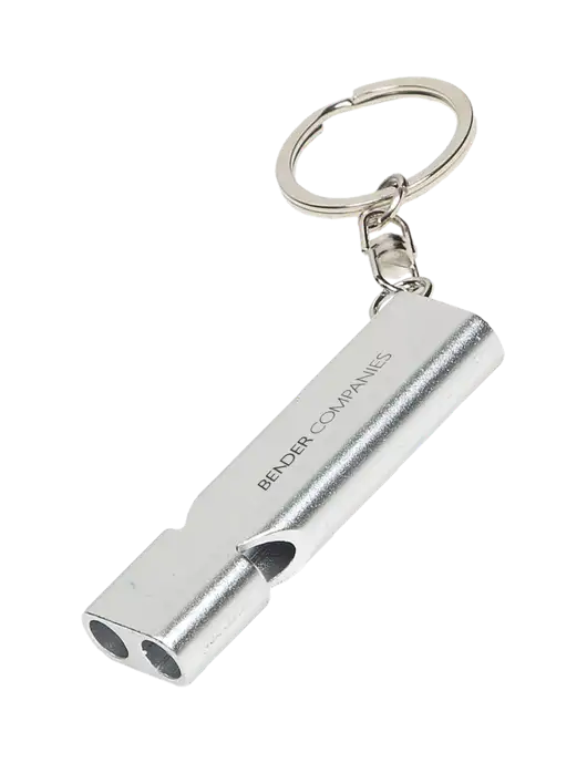 Quick Alert Silver Safety Whistle w/Bender Companies Logo