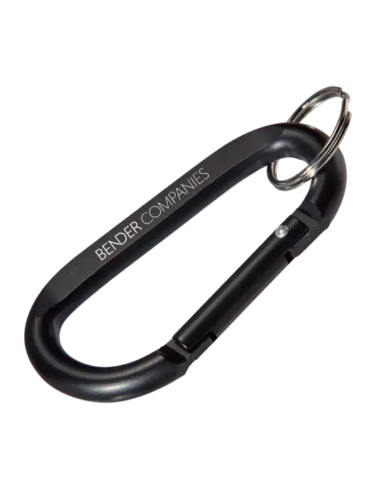 Black Carabiner & Key Ring w/Bender Companies Logo