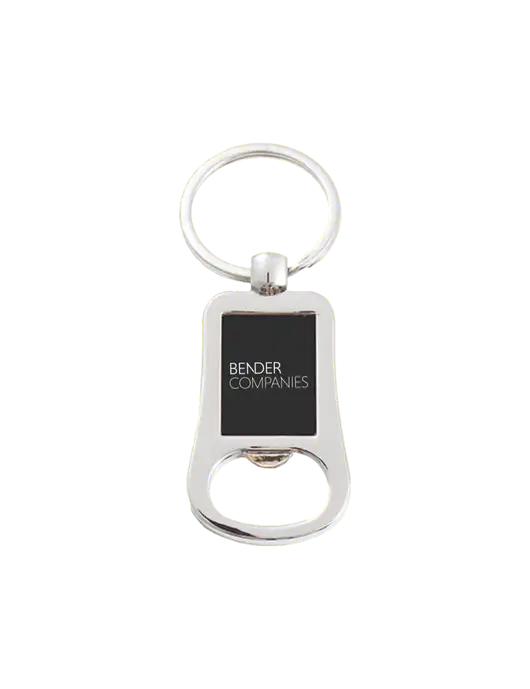 Silver & Black Bottle Opener Keychain w/Bender Companies Logo