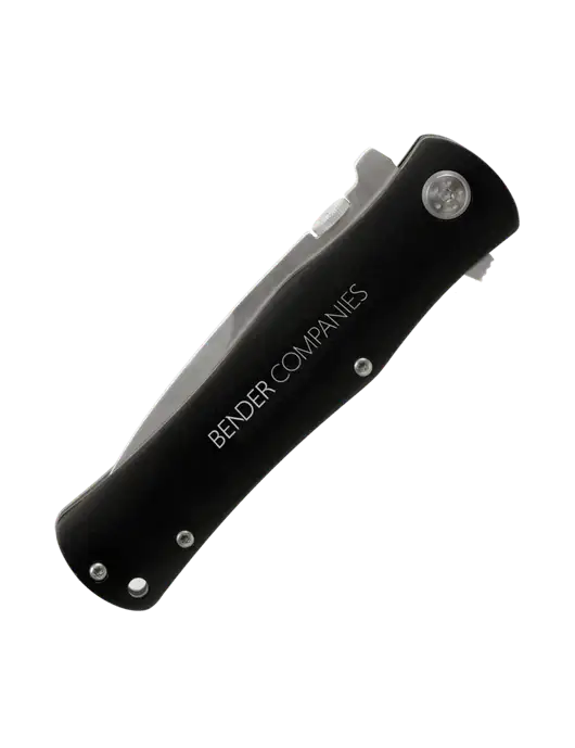Black Folding Knife with Pocket Clip w/Bender Companies Logo