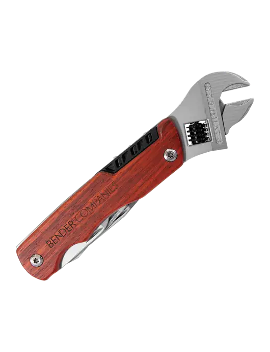 Wood Handle Wrench Multi Tool with Case w/Bender Companies Logo