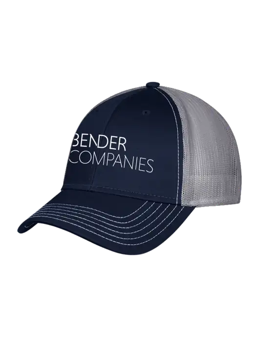 Navy/Grey Mesh Trucker Cap Snap Back w/Bender Companies Logo