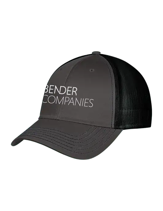Charcoal & Black Mesh Trucker Cap Snap Back w/Bender Companies Logo
