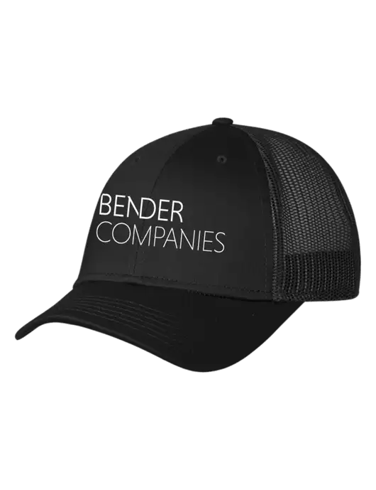 Black Mesh Trucker Cap Snap Back w/Bender Companies Logo