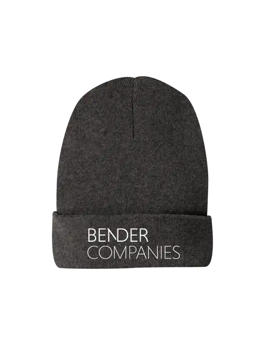 Recycled Charcoal Heather Beanie w/Bender Companies Logo
