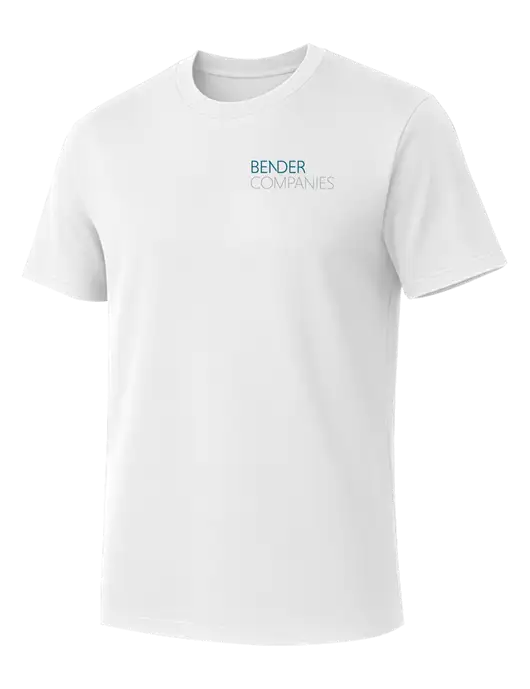 Allmade Bright White Organic Cotton Tee w/Bender Companies Logo
