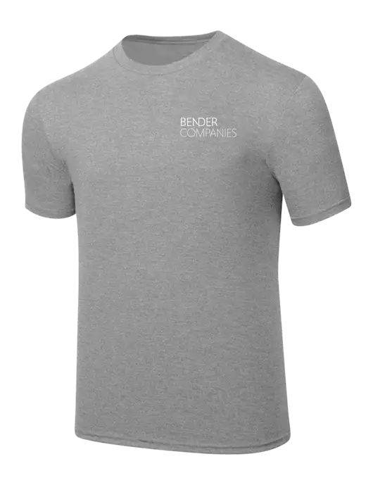 Simply Soft Heathered Light Grey 4.5oz  Poly/Combed Ring Spun Cotton T-Shirt w/Bender Companies Logo