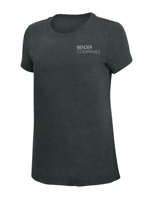 Womens Simply Soft Black Frost 4.5oz Poly/Combed Ring Spun Cotton T-Shirt w/Bender Companies Logo