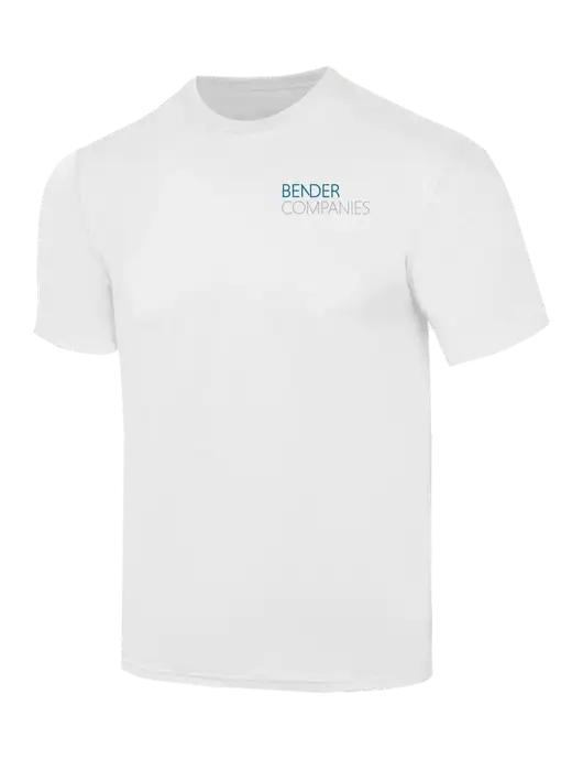Simply Soft White 4.5oz  Poly/Combed Ring Spun Cotton T-Shirt w/Bender Companies Logo