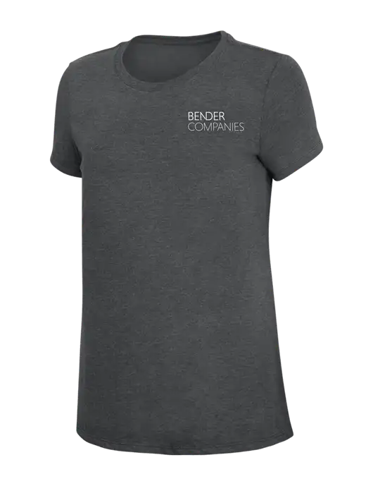 Womens Simply Soft Charcoal 4.5oz Poly/Combed Ring Spun Cotton T-Shirt w/Bender Companies Logo