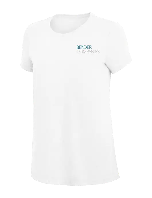 Womens Simply Soft White 4.5oz Poly/Combed Ring Spun Cotton T-Shirt
 w/Bender Companies Logo