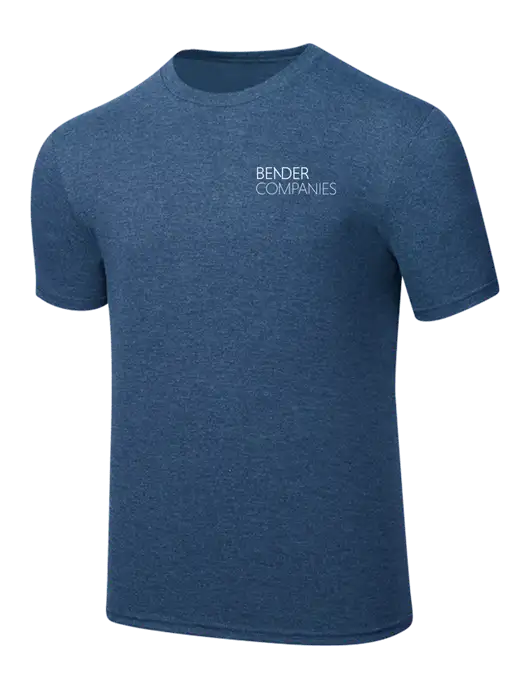 Simply Soft Heathered Navy 4.5oz  Poly/Combed Ring Spun Cotton T-Shirt w/Bender Companies Logo
