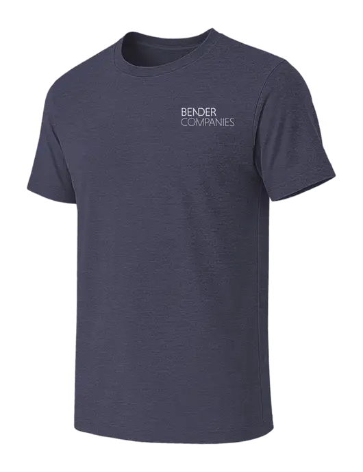 BELLA+CANVAS Heather Navy CVC Short Sleeve Tee w/Bender Companies Logo