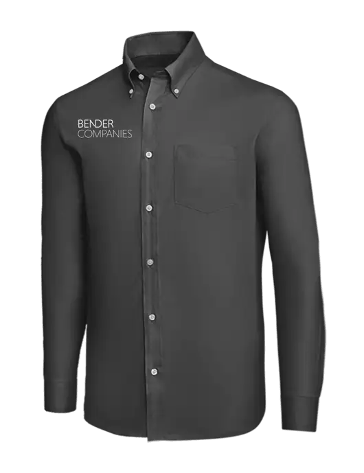 Brooks Brothers Dark Grey Wrinkle-Free Stretch Nailhead Shirt w/Bender Companies Logo