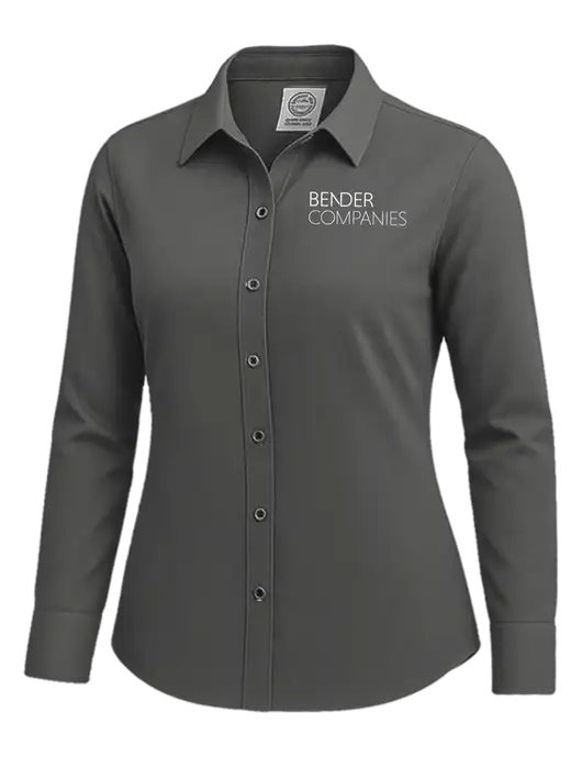 Brooks Brothers Womens Dark Grey Wrinkle-Free Stretch Nailhead Shirt w/Bender Companies Logo