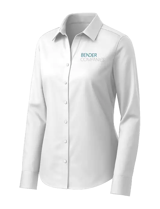 Brooks Brothers Womens White Wrinkle-Free Stretch Pinpoint Shirt w/Bender Companies Logo