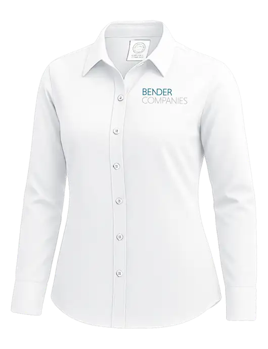Brooks Brothers Womens White Wrinkle-Free Stretch Nailhead Shirt w/Bender Companies Logo