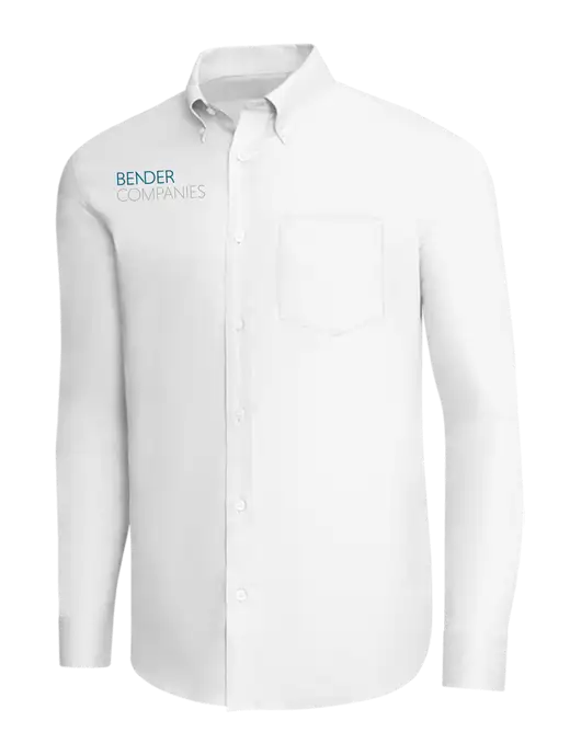 Brooks Brothers White Wrinkle-Free Stretch Pinpoint Shirt w/Bender Companies Logo
