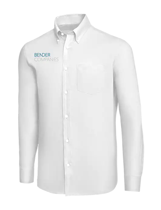 Brooks Brothers White Wrinkle-Free Stretch Nailhead Shirt w/Bender Companies Logo