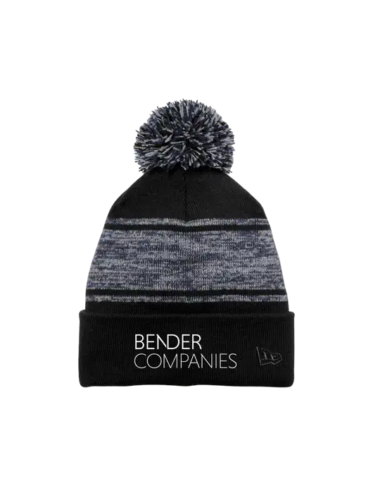 New Era Black/Navy Knit Chilled Pom Beanie w/Bender Companies Logo